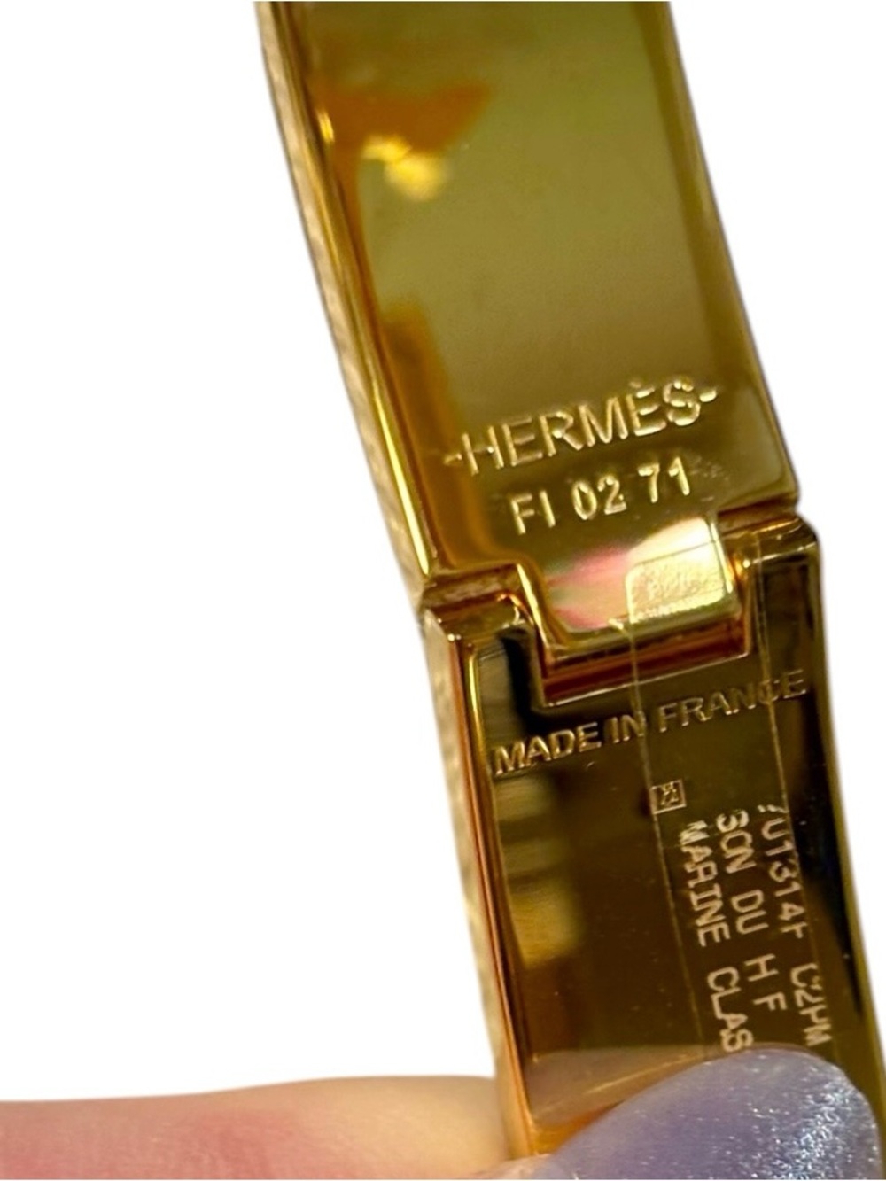 Hermès Clic H Son du H Marine Classique PM Enamel Bracelet Gold Rare - Picture 11 of 14